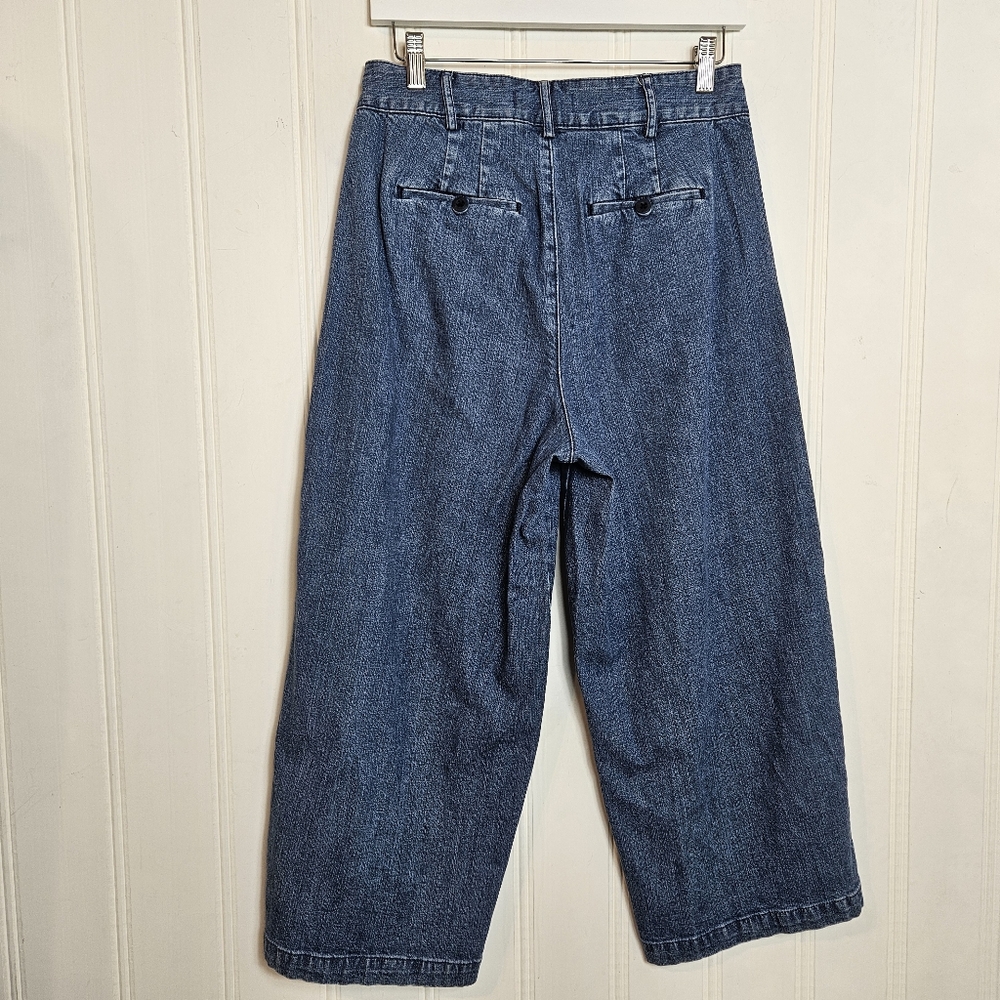 Madewell Jeans High Rise Wide Leg Cropped Pleated Front Denim Size 4 - Picture 6 of 16